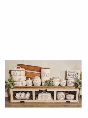 Hobby Lobby Brown Chicken Wire Wood Wall Shelf with Pull Down Drawer Home Decor